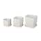 White Square Wide Groove Textured Ceramic Planter Set